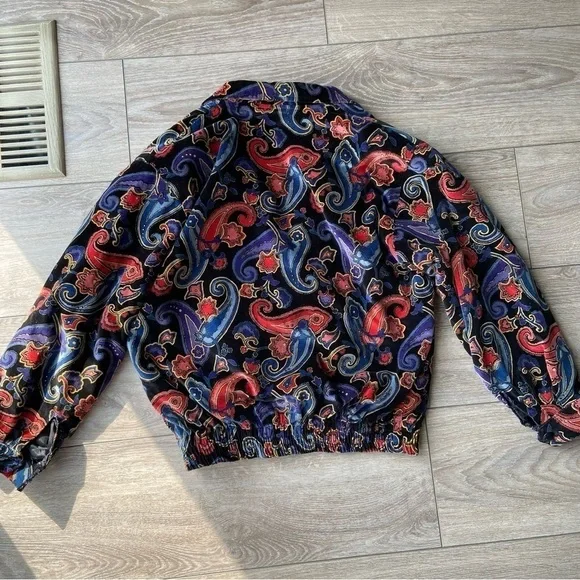 Vintage  Golden Horse Paisley Print Made in Japan Bomber Jacket - Picture 13 of 15